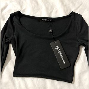 Long sleeve Black Crop Top